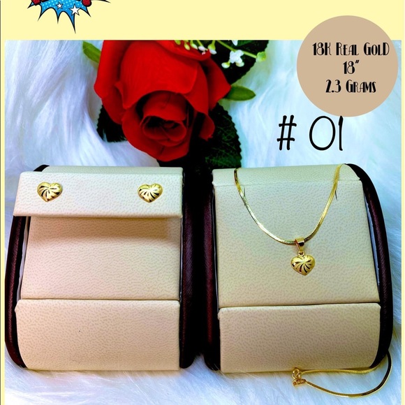 18K Real Gold Jewelry Set